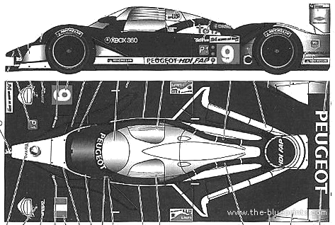 Peugeot 908 HDi Le Mans (2009) - Пежо - чертежи, габариты, рисунки автомобиля