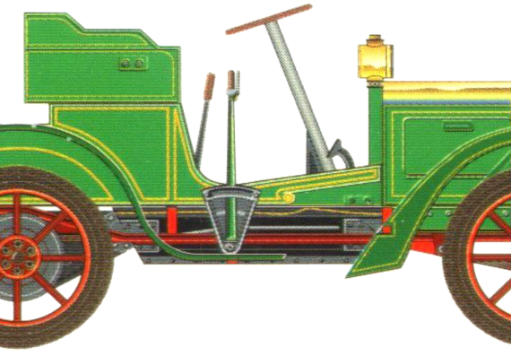 Peugeot Bebe Type 69 (1905) - Пежо - чертежи, габариты, рисунки автомобиля
