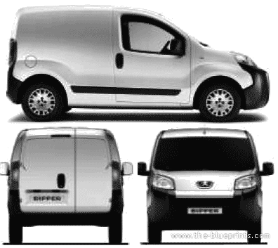 Peugeot Bipper Van (2008) - Пежо - чертежи, габариты, рисунки автомобиля