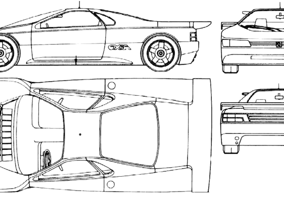 Peugeot Oxia (1989) - Пежо - чертежи, габариты, рисунки автомобиля
