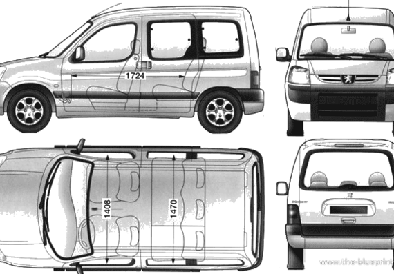 Peugeot Partner (2004) - Пежо - чертежи, габариты, рисунки автомобиля