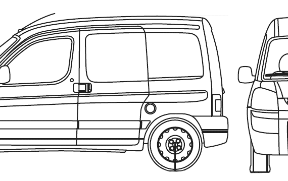 Peugeot Partner (2005) - Пежо - чертежи, габариты, рисунки автомобиля