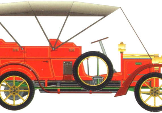 Peugeot Type 61 (1905) - Пежо - чертежи, габариты, рисунки автомобиля