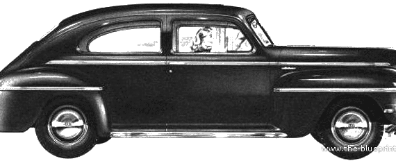Plumouth DeLuxe 2-Door Sedan (1942) - Плимут - чертежи, габариты, рисунки автомобиля