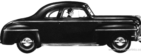 Plumouth DeLuxe Coupe (1942) - Плимут - чертежи, габариты, рисунки автомобиля