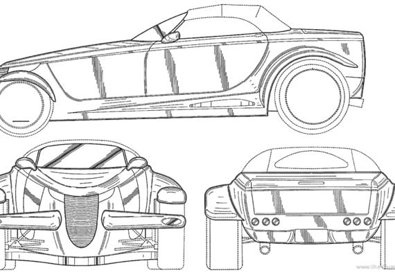Plymoth Prowler Cabrio - Плимут - чертежи, габариты, рисунки автомобиля