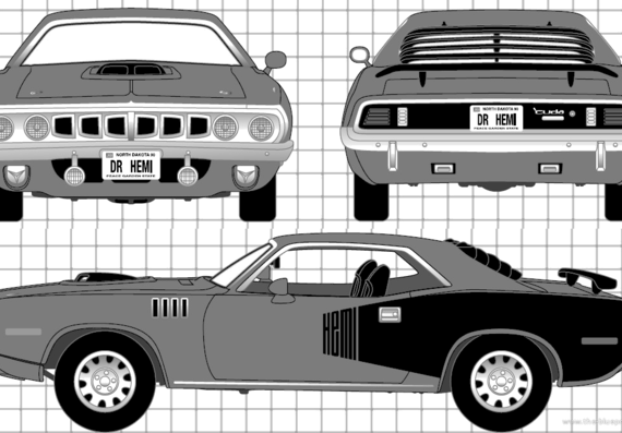 Plymouth Barracuda (1971) - Плимут - чертежи, габариты, рисунки автомобиля
