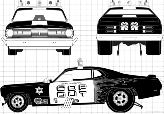 Plymouth Duster Cop Out Tom Daniel - Плимут - чертежи, габариты, рисунки автомобиля