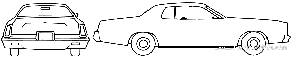 Plymouth Fury 2-Door Hardtop (1975) - Плимут - чертежи, габариты, рисунки автомобиля