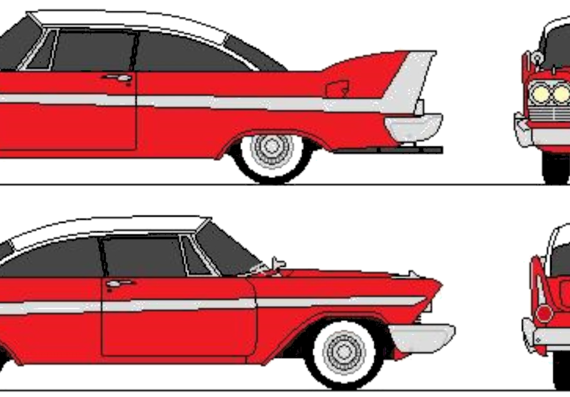 Plymouth Fury 2-Door Hardtop Christine (1958) - Плимут - чертежи, габариты, рисунки автомобиля