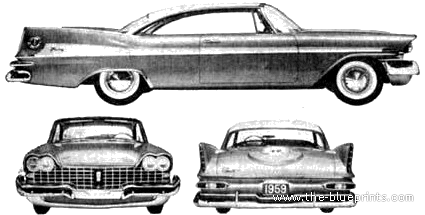 Plymouth Fury 2-Door Hradtop (1959) - Плимут - чертежи, габариты, рисунки автомобиля
