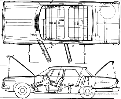Plymouth Fury 4-Door Sedan (1963) - Плимут - чертежи, габариты, рисунки автомобиля