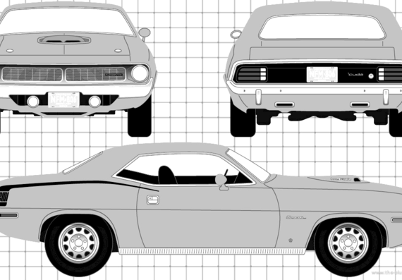 Plymouth Hemi Cuda (1970) - Плимут - чертежи, габариты, рисунки автомобиля