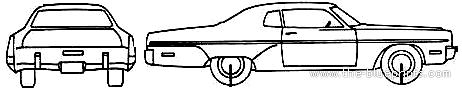 Plymouth Sport Fury 2-Door Hardtop Coupe (1973) - Плимут - чертежи, габариты, рисунки автомобиля