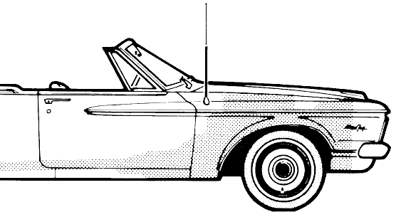 Plymouth Sport Fury Convertible (1962) - Плимут - чертежи, габариты, рисунки автомобиля