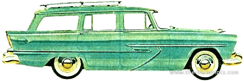 Plymouth Sport Suburban Station Wagon (1956) - Плимут - чертежи, габариты, рисунки автомобиля