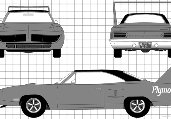 Plymouth Superbird (1970) - Плимут - чертежи, габариты, рисунки автомобиля