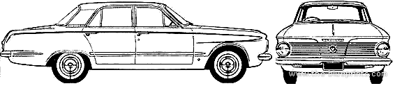 Plymouth Valiant 4-Door Sedan (1964) - Плимут - чертежи, габариты, рисунки автомобиля