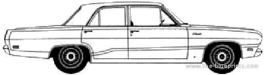 Plymouth Valiant Custom 4-Door Sedan (1970) - Плимут - чертежи, габариты, рисунки автомобиля