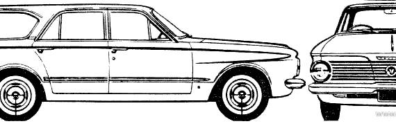 Plymouth Valiant Station Wagon (1964) - Плимут - чертежи, габариты, рисунки автомобиля