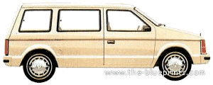 Plymouth Voyager (1984) - Плимут - чертежи, габариты, рисунки автомобиля