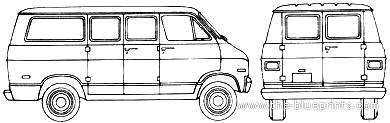 Plymouth Voyager PB100 (1975) - Плимут - чертежи, габариты, рисунки автомобиля