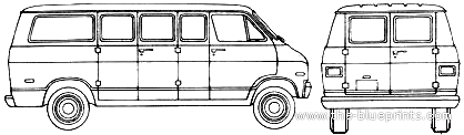 Plymouth Voyager PB200 (1975) - Плимут - чертежи, габариты, рисунки автомобиля