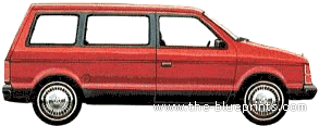 Plymouth Voyager SE (1984) - Плимут - чертежи, габариты, рисунки автомобиля