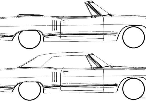 Pontiac 2+2 Convertible (1966) - Понтиак - чертежи, габариты, рисунки автомобиля