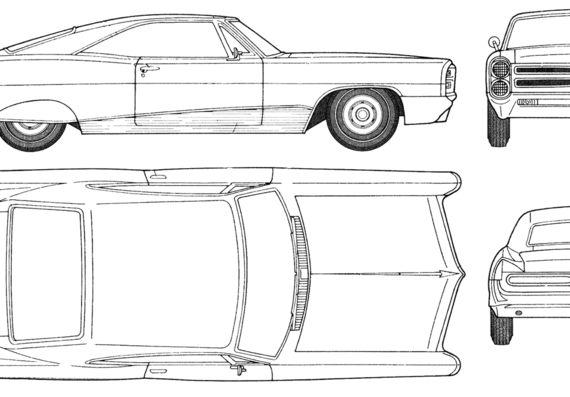 Pontiac Bonneville 2-Door Hardtop (1966) - Понтиак - чертежи, габариты, рисунки автомобиля