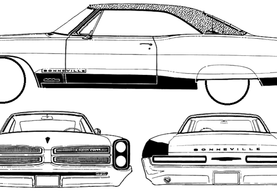 Pontiac Bonneville 2-Door Sport Coupe (1966) - Понтиак - чертежи, габариты, рисунки автомобиля