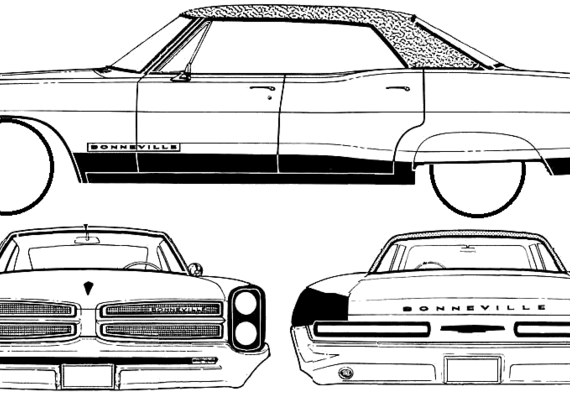 Pontiac Bonneville 4-Door Hardtop (1966) - Понтиак - чертежи, габариты, рисунки автомобиля