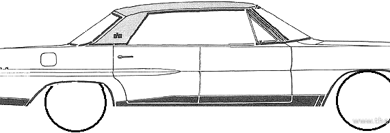 Pontiac Bonneville 4-Door Vista Hardtop (1964) - Понтиак - чертежи, габариты, рисунки автомобиля