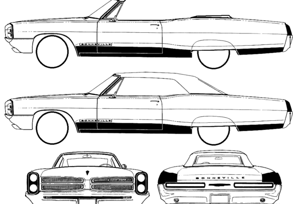 Pontiac Bonneville Convertible (1966) - Понтиак - чертежи, габариты, рисунки автомобиля