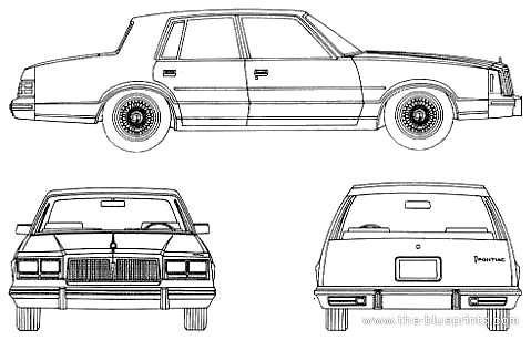Pontiac Bonneville G 4-Door Sedan (1982) - Понтиак - чертежи, габариты, рисунки автомобиля