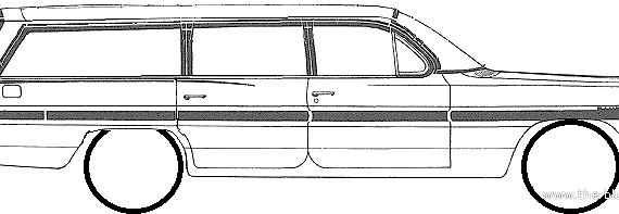 Pontiac Bonneville Safari Station Wagon (1962) - Понтиак - чертежи, габариты, рисунки автомобиля