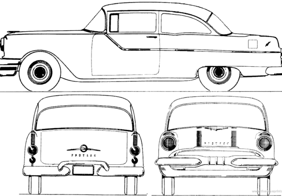 Pontiac Chieftain 860 2-Door Sedan (1955) - Понтиак - чертежи, габариты, рисунки автомобиля