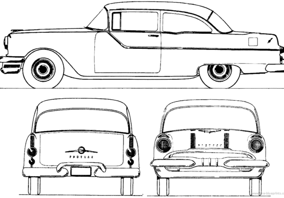 Pontiac Chieftain 870 2-Door Sedan (1955) - Понтиак - чертежи, габариты, рисунки автомобиля