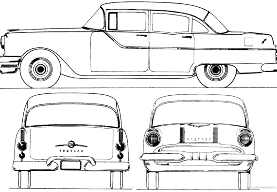 Pontiac Chieftain 870 4-Door Sedan (1955) - Понтиак - чертежи, габариты, рисунки автомобиля