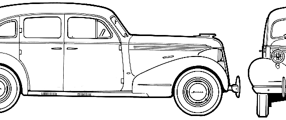 Pontiac Eight De Luxe 4-Door Sedan (1937) - Понтиак - чертежи, габариты, рисунки автомобиля