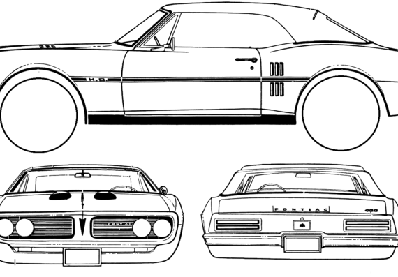 Pontiac Firebird 326 Convertible (1967) - Понтиак - чертежи, габариты, рисунки автомобиля