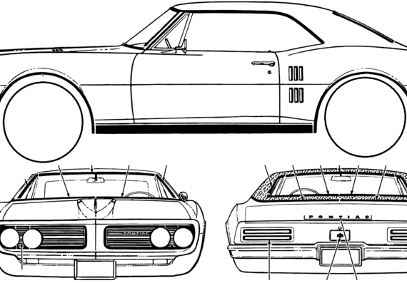 Pontiac Firebird 326 Hardtop Coupe (1967) - Понтиак - чертежи, габариты, рисунки автомобиля