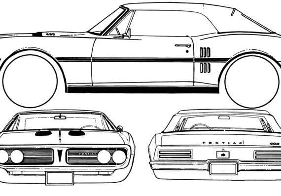 Pontiac Firebird 400 Convertible (1967) - Понтиак - чертежи, габариты, рисунки автомобиля