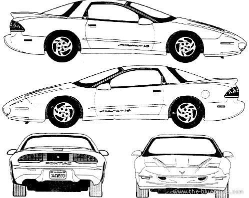 Pontiac Firebird Formula V8 (2001) - Понтиак - чертежи, габариты, рисунки автомобиля