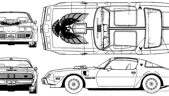 Pontiac Firebird Trans-Am 6.6 (1980) - Понтиак - чертежи, габариты, рисунки автомобиля