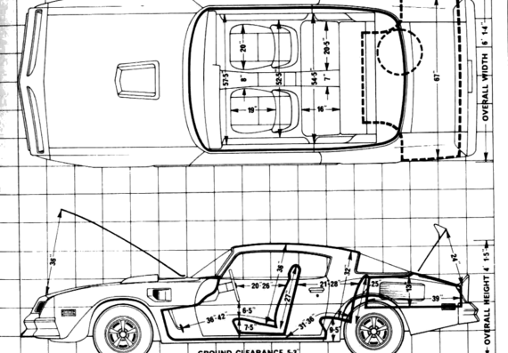 Pontiac Firebird Trans Am 6.6 (1977) - Понтиак - чертежи, габариты, рисунки автомобиля