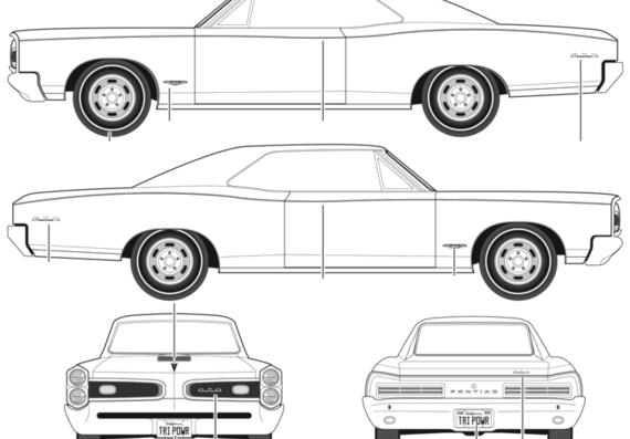 Pontiac GTO - Понтиак - чертежи, габариты, рисунки автомобиля