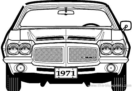 Pontiac GTO (1971) - Понтиак - чертежи, габариты, рисунки автомобиля