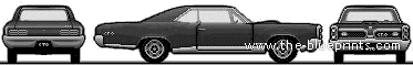 Pontiac GTO Coupe (1967) - Понтиак - чертежи, габариты, рисунки автомобиля