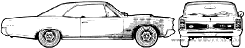 Pontiac GTO Hardtop (1966) - Понтиак - чертежи, габариты, рисунки автомобиля